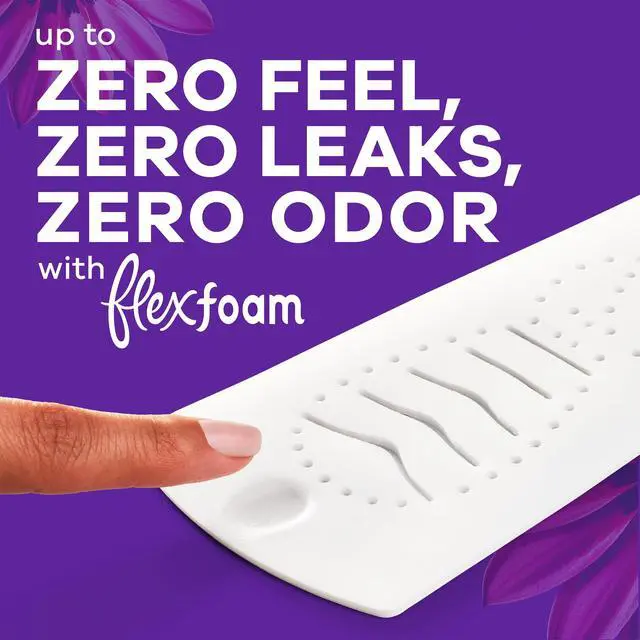 Alt view image 7 of 7 - Always Radiant FlexFoam Overnight Pads, Size 4 with Wings, 10Count, Hypoallergenic Breathable Sanitary Pads