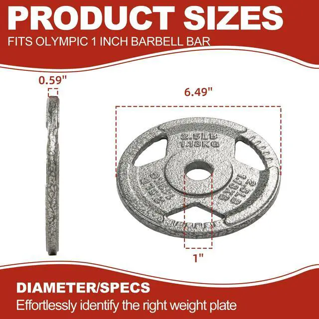 Alt view image 5 of 7 - Signature Fitness 1Inch Cast Iron Weight Plates, Standard Barbell Plates with Enamel Coating for Strength & Resistance Training