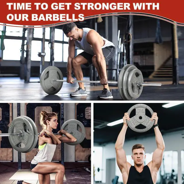 Alt view image 7 of 7 - Signature Fitness 1Inch Cast Iron Weight Plates, Standard Barbell Plates with Enamel Coating for Strength & Resistance Training