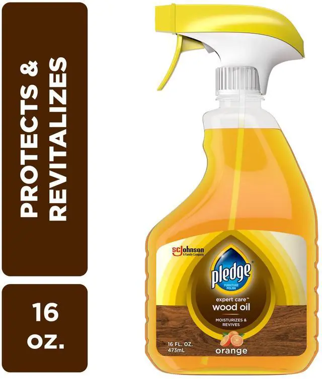 Main image of Pledge Expert Care Wood Oil Trigger Spray, 16 oz, Orange Scent, Moisturizes & Revives Sealed Wood, Leather & Laminate Surfaces