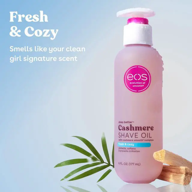 Alt view image 4 of 6 - eos Cashmere Shave Oil, Fresh & Cozy, 6 fl oz, Cushioning Shave Oil with Shea & Argan Butter, BikiniArea Safe for Sensitive Skin