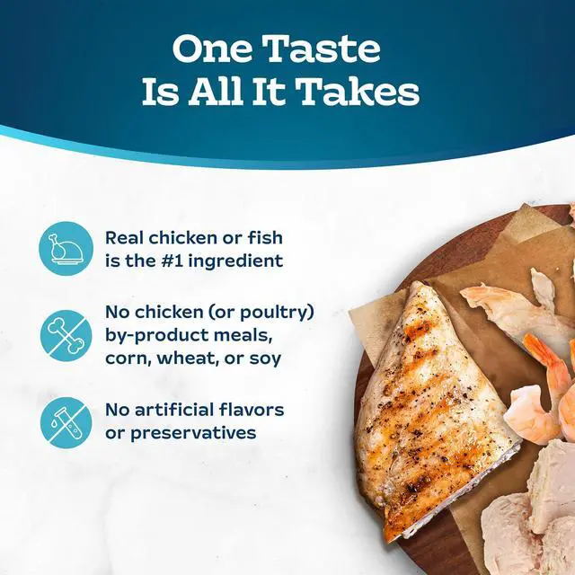 Alt view image 3 of 7 - Blue Buffalo Tastefuls Flaked Wet Cat Food Variety Pack, 12Count 3oz Cans, 3Flavor RealMeat First Recipe for Cats