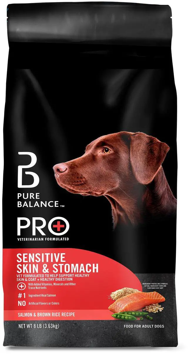 Main image of Pure Balance Pro+ Sensitive Skin & Stomach Dry Dog Food, Salmon & Rice Recipe, 8lb Bag, VetFormulated With Probiotics & Prebiotic Fiber