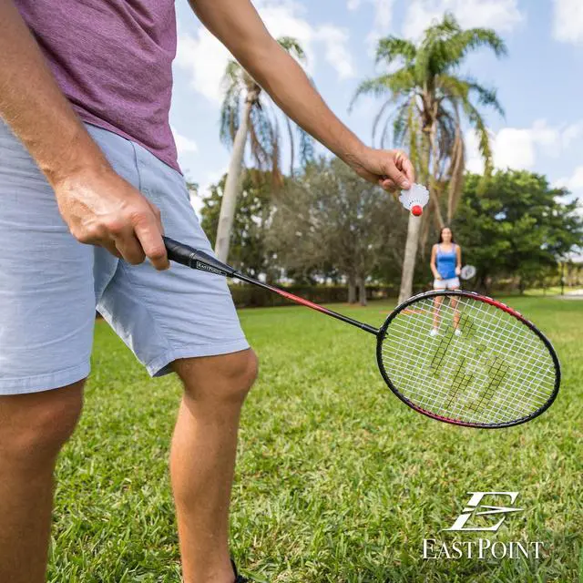 Alt view image 5 of 6 - EastPoint Sports 2Player Badminton Racket Set, 2 SteelShaft Rackets plus 2 Shuttlecocks, WeatherResistant Backyard Outdoor Game Kit