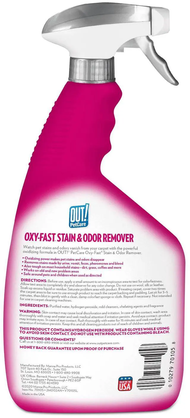 Alt view image 3 of 3 - OUT! Oxygen Activated Pet Stain & Odor Remover, Fresh Scent, 32oz, Enzyme & ProBacteria Formula for Dog & Cat Messes