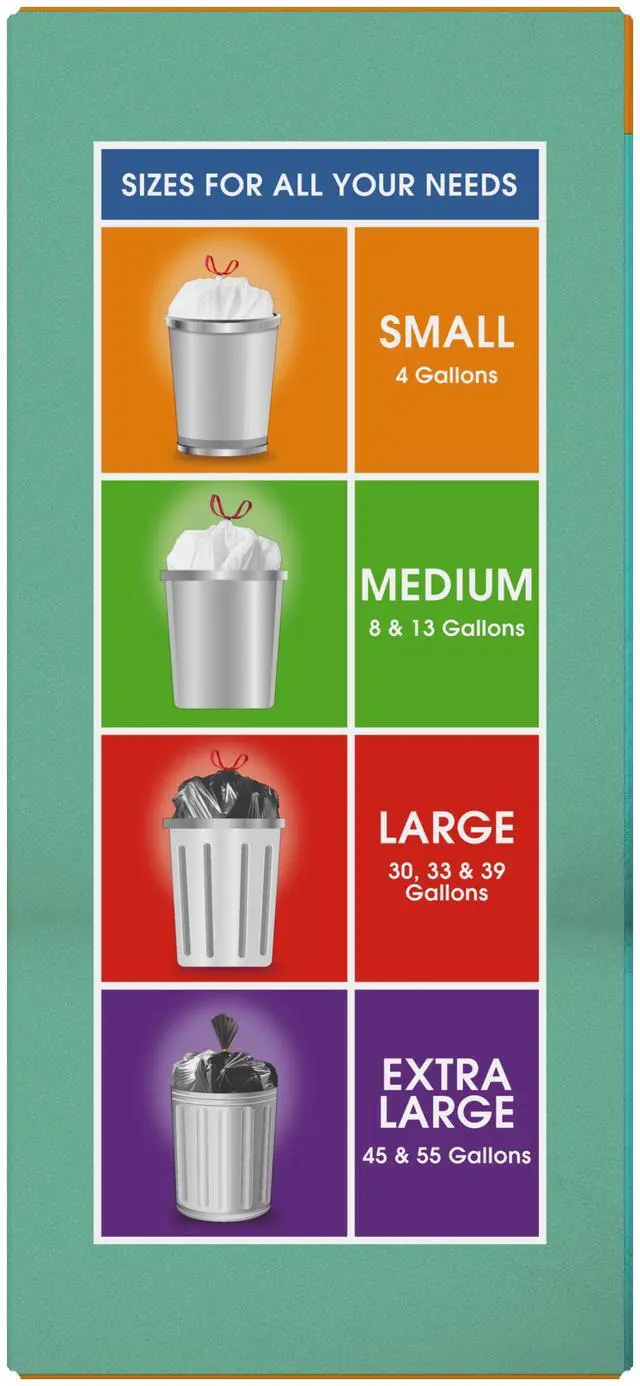 Alt view image 5 of 5 - Great Value 4Gallon Drawstring Trash Bags, Eucalyptus Mint Scent, 40Count, White Small Garbage Bags for Household Wastebaskets