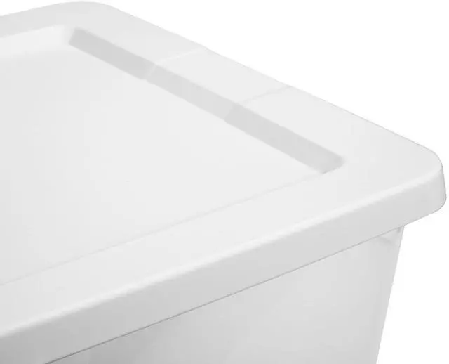 Alt view image 6 of 7 - Sterilite 58Quart Clear Storage Bin With White SnapOn Lid, Stackable Plastic Container for Household Organization