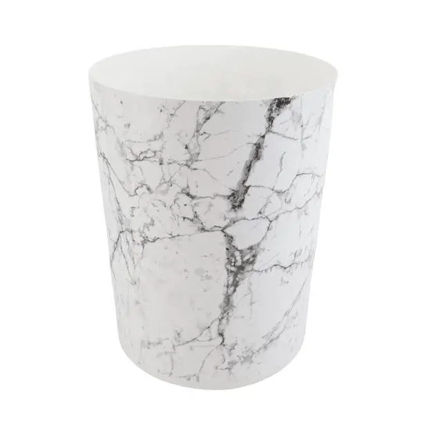 Alt view image 4 of 6 - Mainstays 5 gal Open-Top Bathroom Trash Can, Plastic Garbage Bin, White Marble