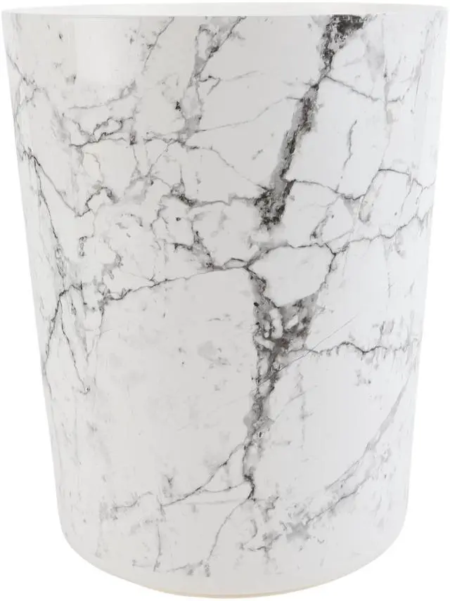 Main image of Mainstays 5 gal Open-Top Bathroom Trash Can, Plastic Garbage Bin, White Marble