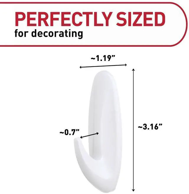 Alt view image 2 of 7 - Command Large Designer Wall Hooks, White, 2 Hooks with 4 Adhesive Strips, Holds Up to 5lbs, DamageFree Indoor Hanging