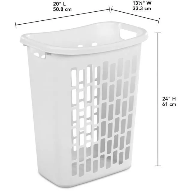 Alt view image 4 of 6 - Mainstays Rectangular Open Plastic Hamper, for Narrow Spaces, White, Adult