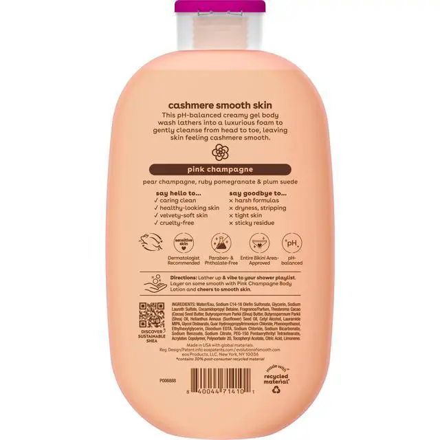 Alt view image 4 of 4 - eos Shea Better Cashmere Creamy Gel Body Wash, Pink Champagne Scent, 16floz, pHBalanced Moisturizing Shower Cleanser