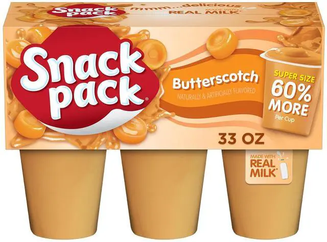 Main image of (4 pack) Snack Pack Super Size Butterscotch Pudding, Lunchbox Snacks, 5.5 oz Pudding Cups, 6 Count