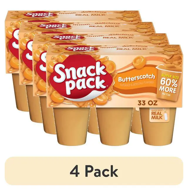 Alt view image 6 of 6 - (4 pack) Snack Pack Super Size Butterscotch Pudding, Lunchbox Snacks, 5.5 oz Pudding Cups, 6 Count