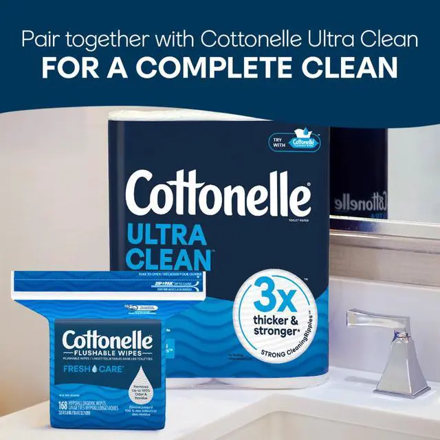 Alt view image 6 of 7 - Cottonelle Fresh Care Flushable Wet Wipes, 1 Resealable Bag, SepticSafe AlcoholFree Adult Cleansing Wipes