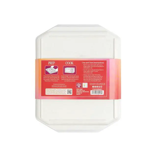 Main image of Nordic Ware Microwave Safe Covered Plastic Bacon Rack with Lid, White, 2 Pieces