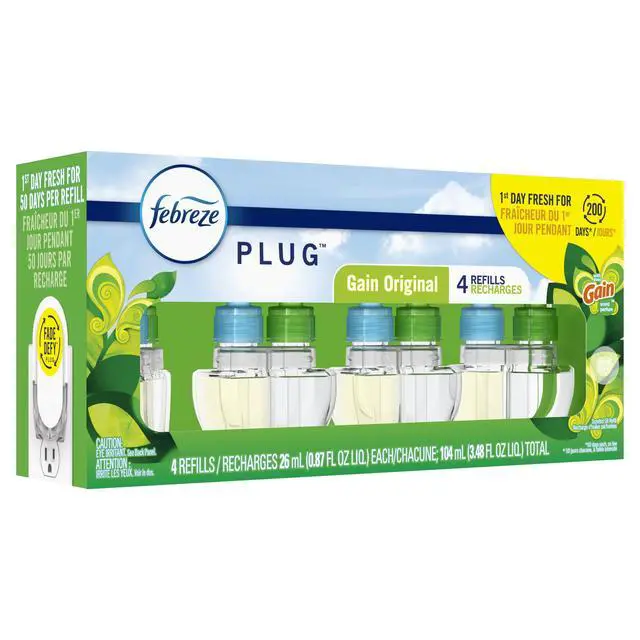Alt view image 5 of 7 - Febreze PlugIn Scented Oil Refills, Gain Original Scent, 4Count, Fade Defy OdorEliminating Oil Refills