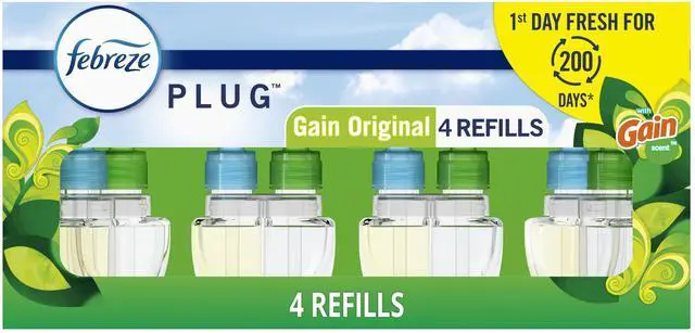 Alt view image 2 of 7 - Febreze PlugIn Scented Oil Refills, Gain Original Scent, 4Count, Fade Defy OdorEliminating Oil Refills