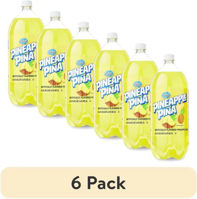 Main image of (6 pack) Great Value Pineapple Soda, 2 Liter Bottle