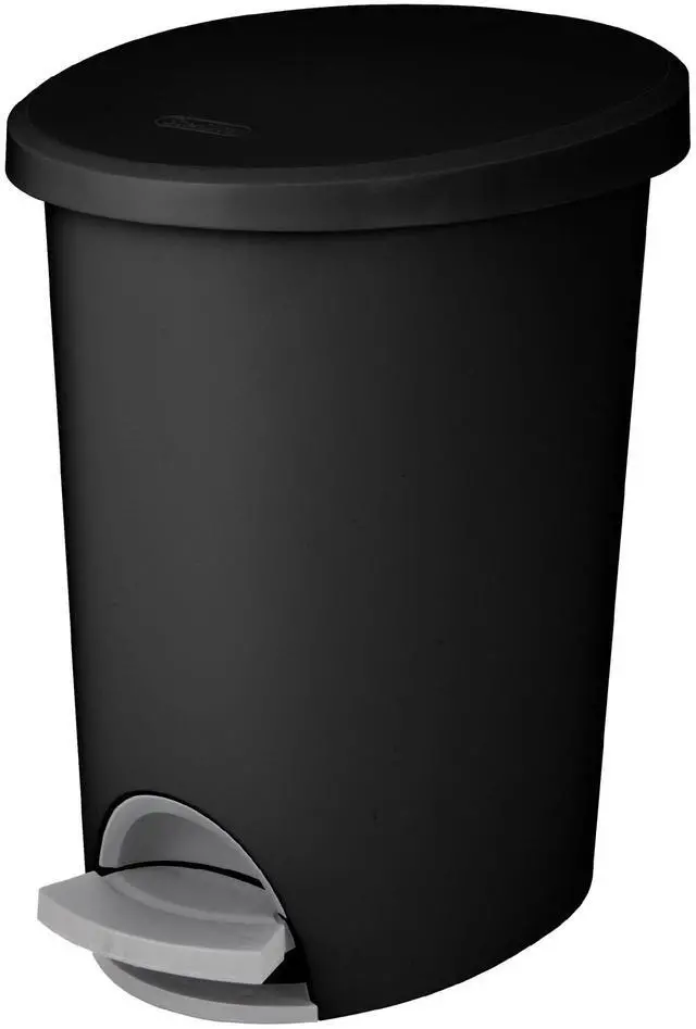 Main image of Sterilite Small Bathroom Trash Can, 2.6 Gallon Plastic Garbage Bucket Bin with Step Lid, Black