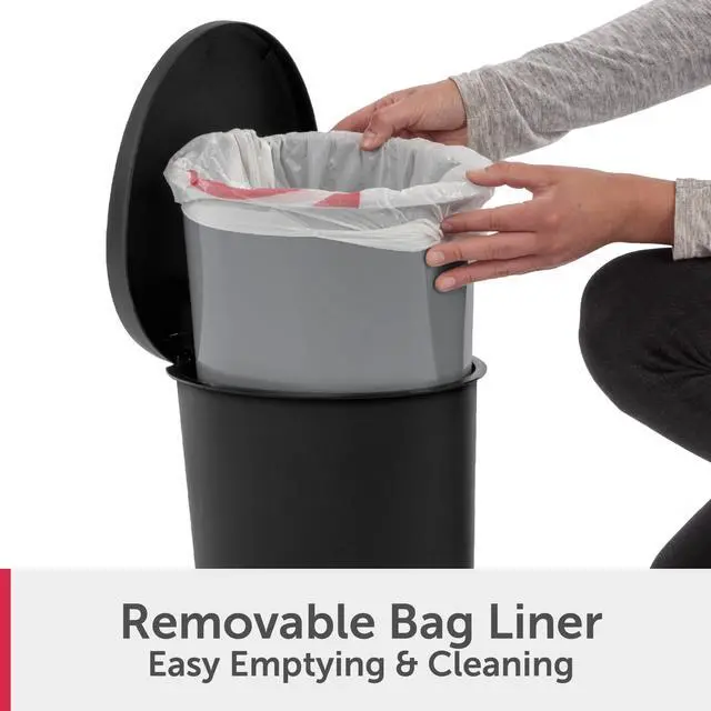Alt view image 6 of 7 - Sterilite Small Bathroom Trash Can, 2.6 Gallon Plastic Garbage Bucket Bin with Step Lid, Black