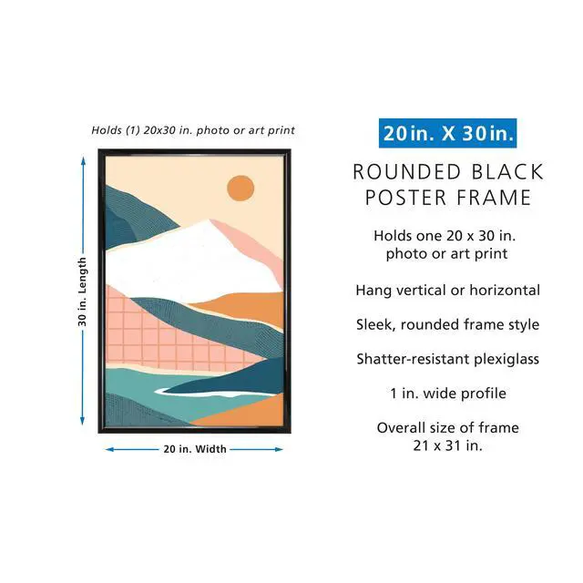 Alt view image 5 of 6 - Mainstays 20 x 30 Black Rounded Profile Poster Picture Frame