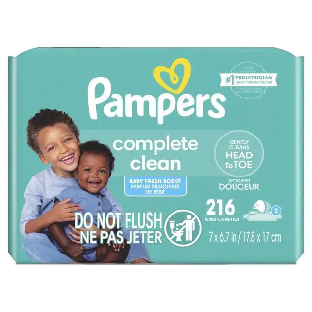 Alt view image 5 of 5 - Pampers Complete Clean Baby Fresh Baby Wipes 3-Pack 216 Wipes (Select for More Options)