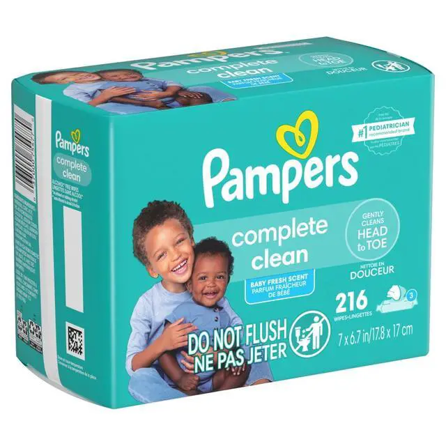 Alt view image 4 of 5 - Pampers Complete Clean Baby Fresh Baby Wipes 3-Pack 216 Wipes (Select for More Options)