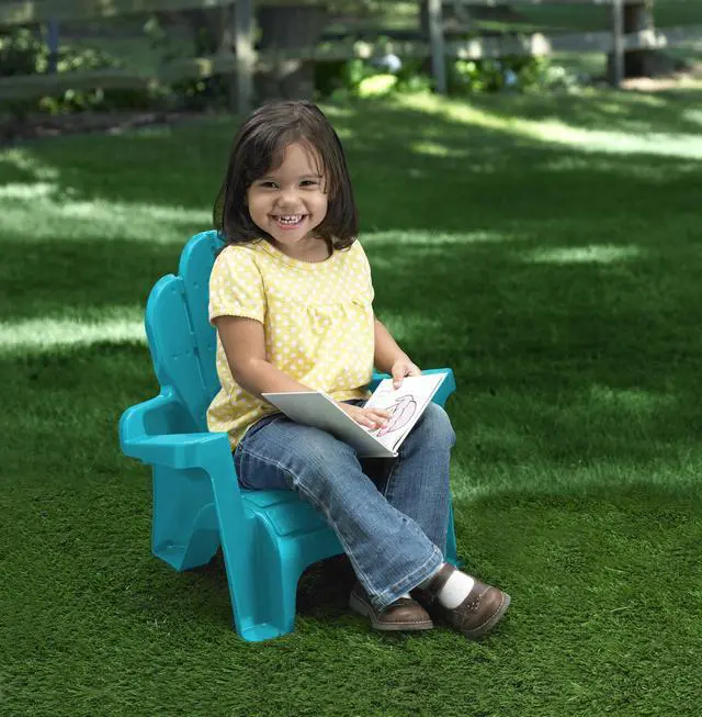 Alt view image 6 of 6 - Play Day Kids Adirondack Chair, Turquoise, 1Seat, Stackable Plastic Chair for Ages 2+, 42lb Weight Capacity