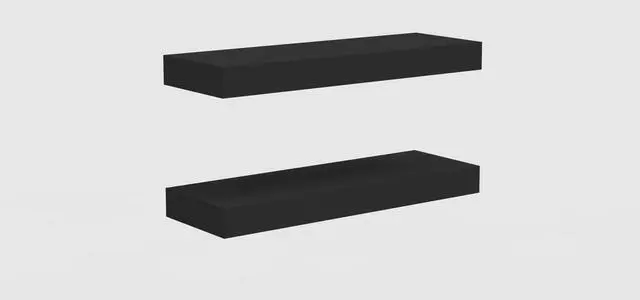 Alt view image 4 of 5 - Mainstays Black Floating Wall Shelves, Set of 2, 16.5" × 5.5", MDF Engineered Wood with Mounting Hardware Included