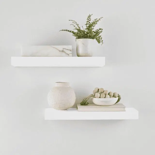 Alt view image 3 of 7 - Mainstays White Floating Wall Shelves, Set of 2, 16.5" × 5.5", MDF Engineered Wood with Mounting Hardware Included