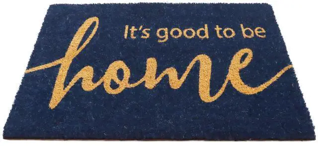 Main image of Mainstays Good To Be Home Coir Doormat, Navy, 18" × 30", Rectangular Entry Mat for Covered Doorways