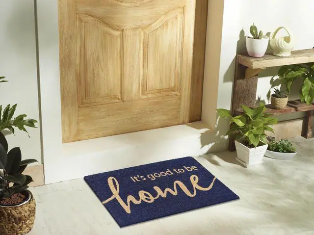 Alt view image 2 of 5 - Mainstays Good To Be Home Coir Doormat, Navy, 18" × 30", Rectangular Entry Mat for Covered Doorways