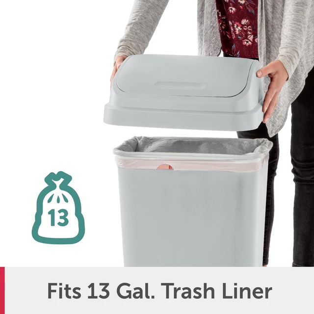 Alt view image 2 of 7 - Sterilite Kitchen Trash Can, 13 Gallon Plastic Garbage Bin with Swing Top Lid, Light Gray