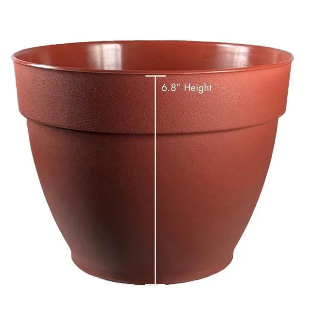 Alt view image 7 of 7 - Jacinto Recycled Plastic Planter, 8 inch Opening Diameter, Red Color