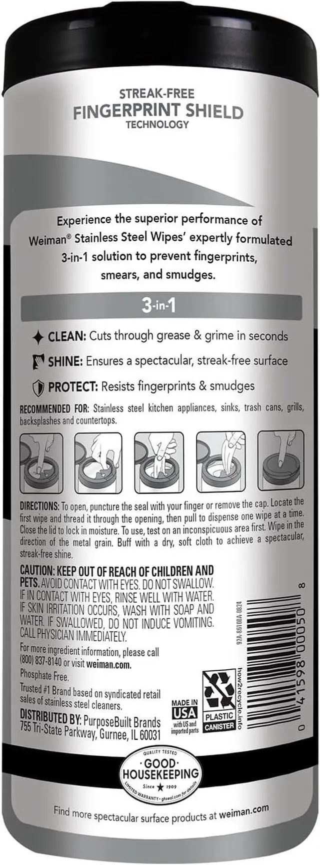 Alt view image 3 of 10 - Weiman Stainless Steel Cleaner & Polisher Wipes, 30Count, StreakFree Shine for Kitchen Appliances & Outdoor Grills