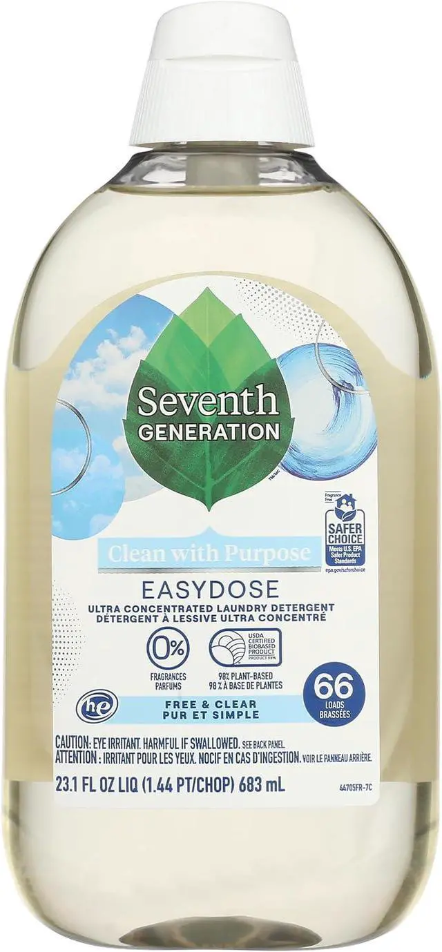 Alt view image 2 of 4 - Seventh Generation Ultra Concentrated EasyDose Laundry Detergent, Free & Clear, 23.1 fl oz, 66 Loads, AutoDosing Enzyme Formula