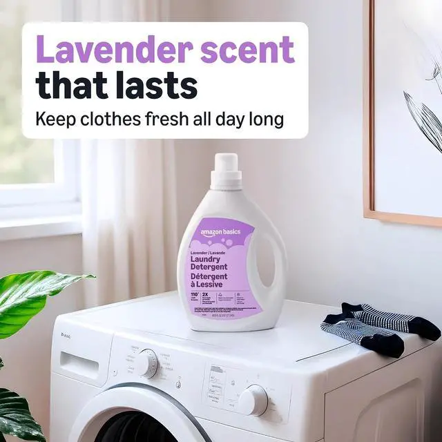 Alt view image 2 of 8 - Amazon Basics Concentrated Liquid Laundry Detergent, Lavender Scent, 82.5 fl oz, 110 Loads, HE & SepticSafe