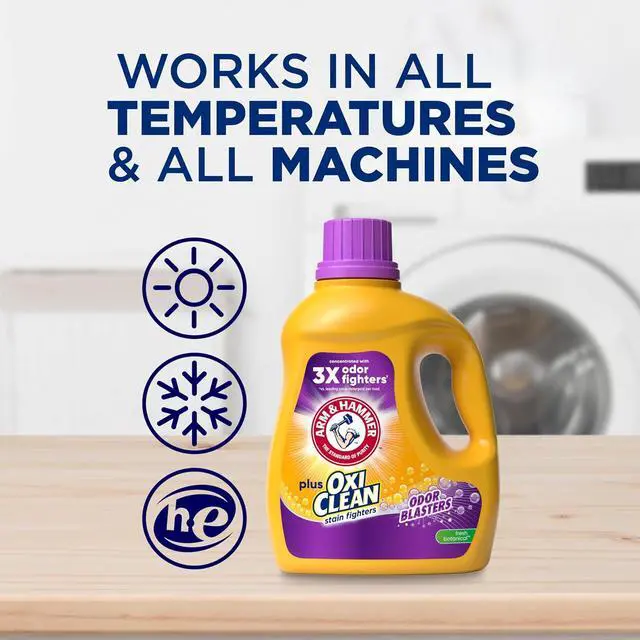 Alt view image 2 of 8 - ARM & HAMMER Plus OxiClean with Odor Blasters Liquid Laundry Detergent, Fresh Botanical Scent, 96.2 fl oz, 3X OdorFighting Power