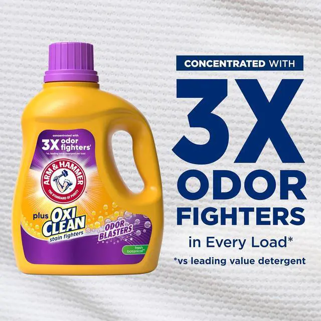 Alt view image 3 of 8 - ARM & HAMMER Plus OxiClean with Odor Blasters Liquid Laundry Detergent, Fresh Botanical Scent, 96.2 fl oz, 3X OdorFighting Power