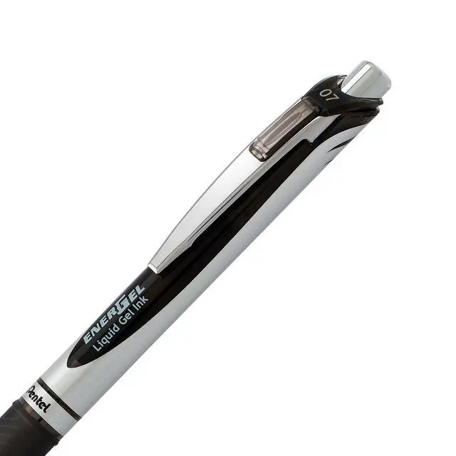 Alt view image 4 of 5 - Pentel EnerGel RTX Retractable Liquid Gel Pen, 0.7mm, Medium Point, Metal Tip, Black Ink, 2-Pack (BL77BP2A)