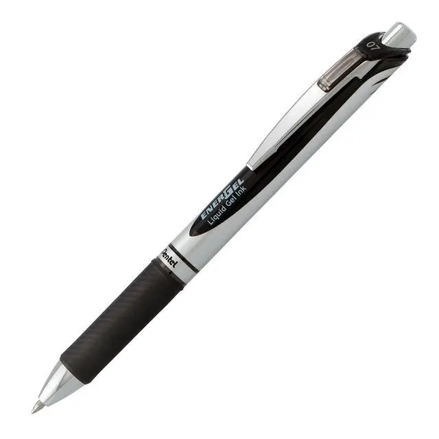 Alt view image 3 of 5 - Pentel EnerGel RTX Retractable Liquid Gel Pen, 0.7mm, Medium Point, Metal Tip, Black Ink, 2-Pack (BL77BP2A)