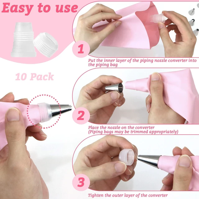 Alt view image 2 of 6 - 10 Pack Piping Bag Couplers for Icing Nozzles, Small, Transparent