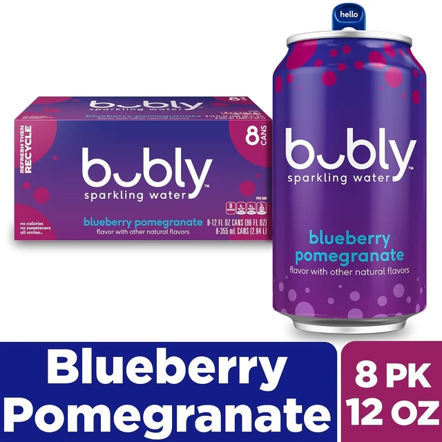 Alt view image 2 of 7 - Bubly Sparkling Water, Blueberry Pomegranate, 12 Fl Oz Cans (8 Pack)