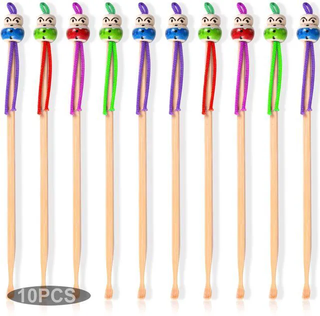Main image of 10pcs Bamboo Ear Pick Ear Cleaner Earwax Curette Remover Hanging Tool for Adults and Children