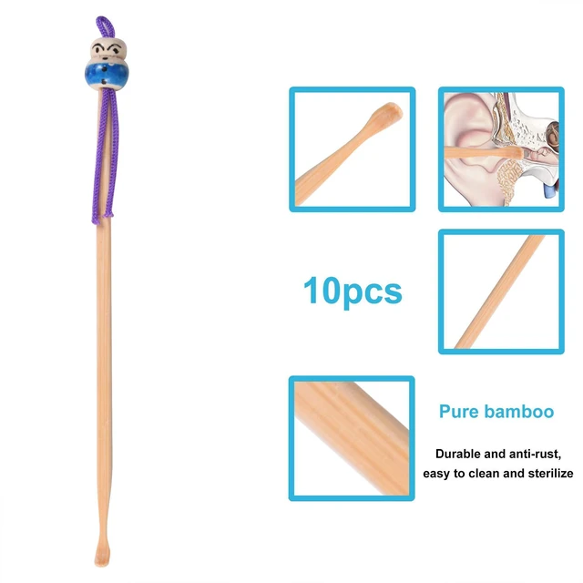 Alt view image 2 of 6 - 10pcs Bamboo Ear Pick Ear Cleaner Earwax Curette Remover Hanging Tool for Adults and Children