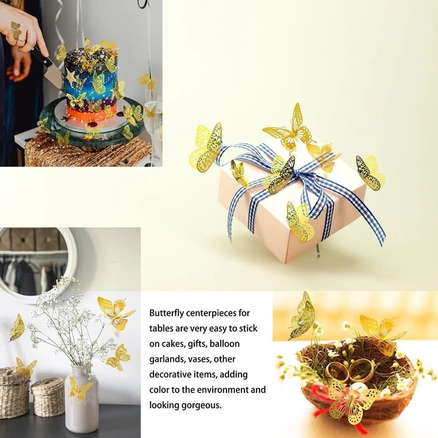 Alt view image 2 of 6 - Meikeer 48Pcs 3D Butterfly Wall Decor Gold Removable Stickers