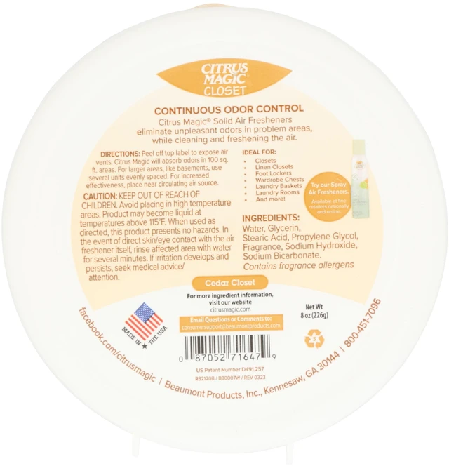 Alt view image 6 of 7 - Citrus Magic Closet Solid Air Freshener Cedar 8Ounce