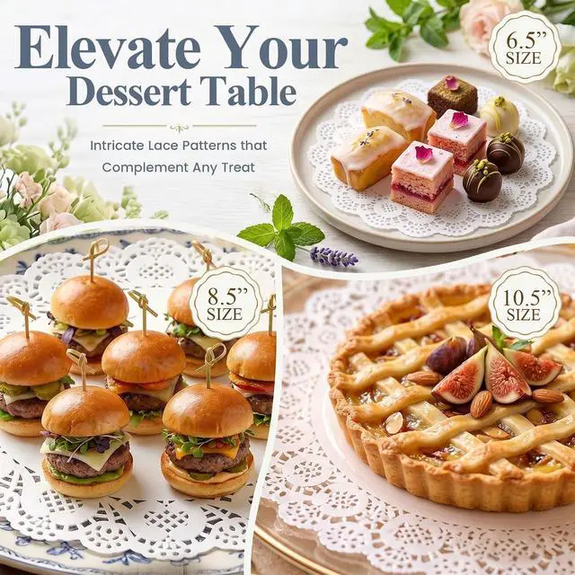 Alt view image 3 of 6 - HAKSEN Paper Doilies 36 Pcs Lace Paper Placemats Assorted Sizes for Cakes