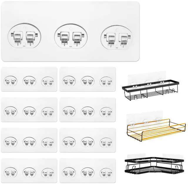 Main image of 8 Pack Shower Caddy Adhesive Replacement Hooks, Strong Adhesive Hooks for Corner Shelf Basket, Bathroom Rack, Kitchen Rack, Soap Holder